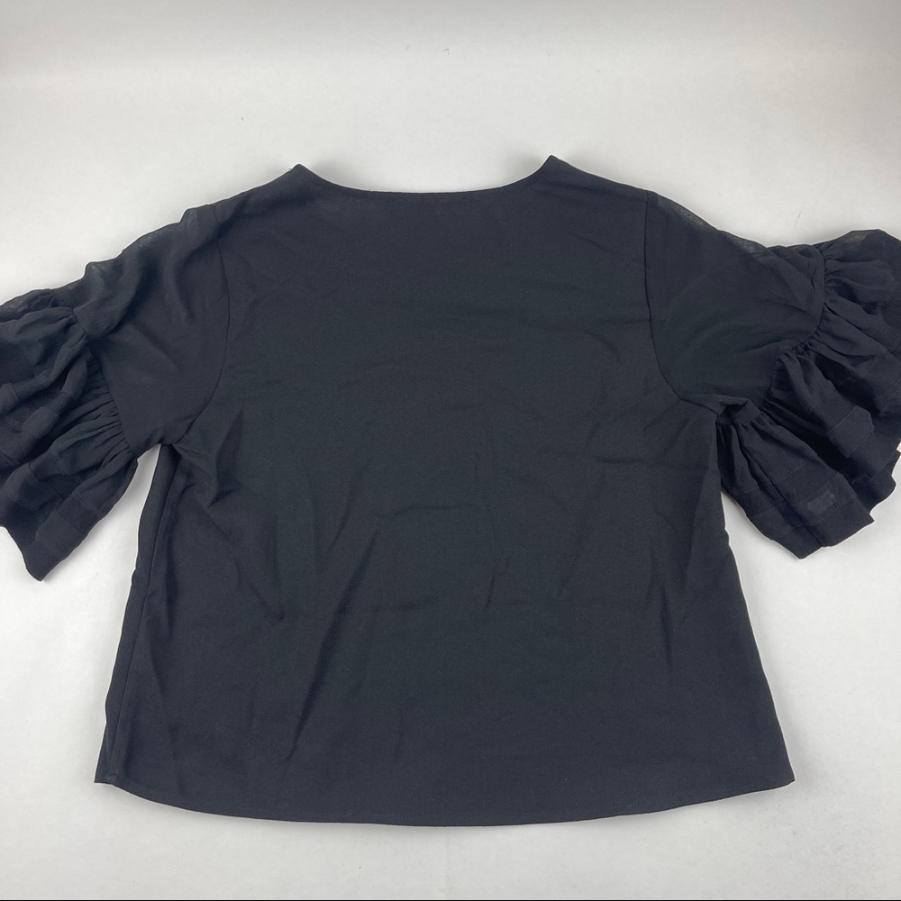 Sugar Lips Blouse Womens Small Black Ruffle Sleeves - Picture 6 of 7
